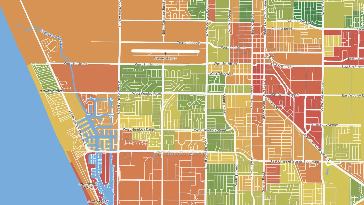 Marina West, Oxnard, CA Map of Vandalism Rates