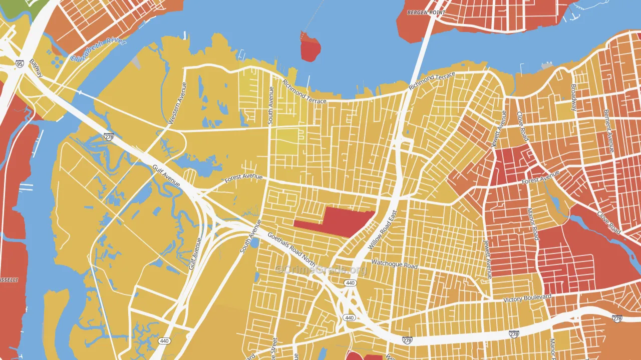 Mariners Harbor, Staten Island, NY Map of Vandalism Rates
