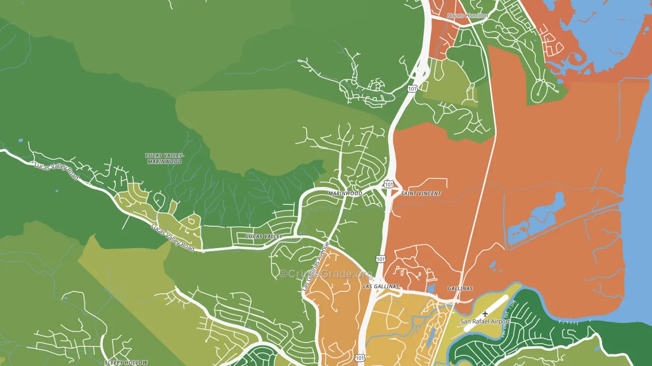 Marinwood, San Rafael, CA Map of Vandalism Rates