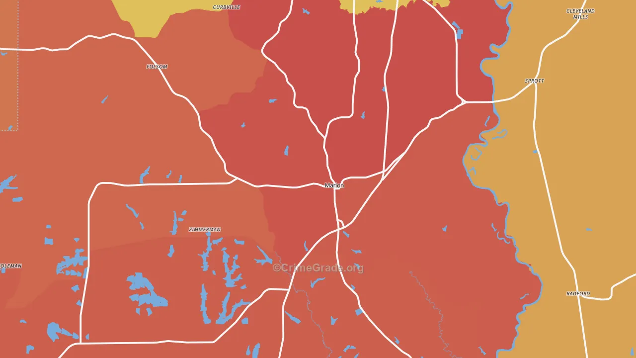 Marion, AL Map of Vandalism Rates