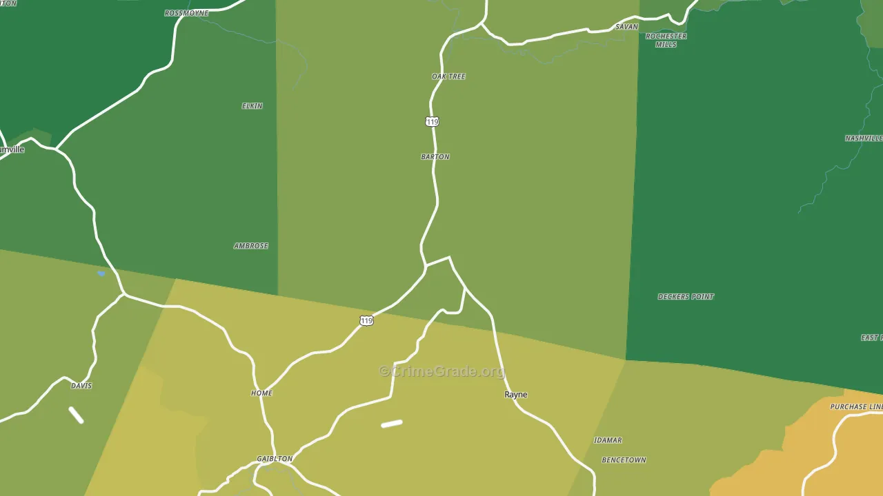 Marion Center, PA Map of Vandalism Rates