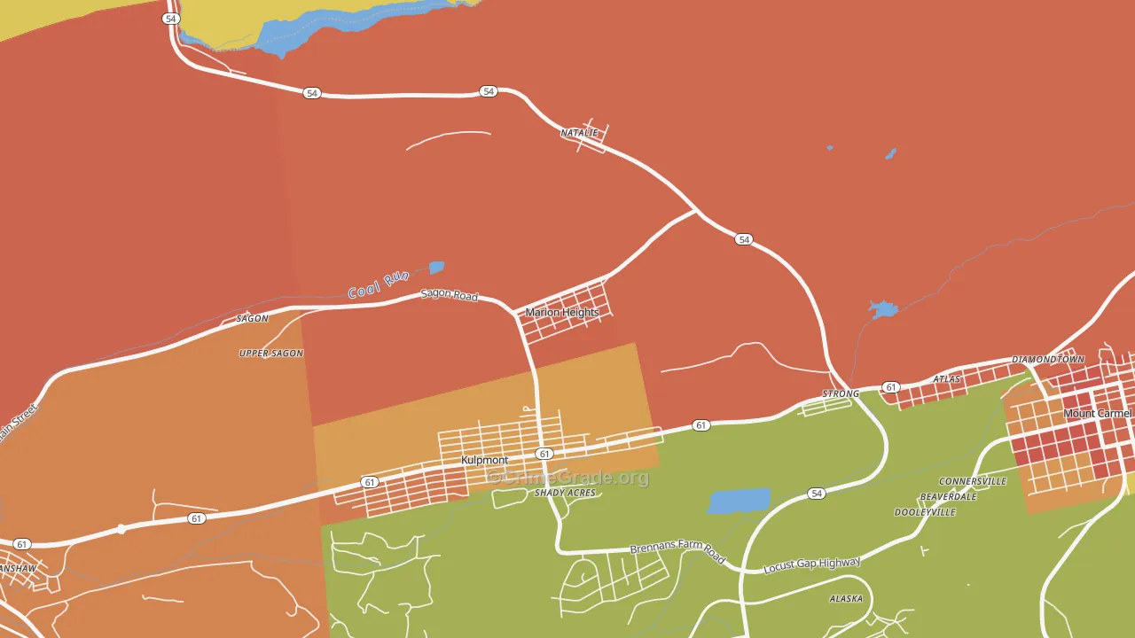 Marion Heights, PA Map of Vandalism Rates