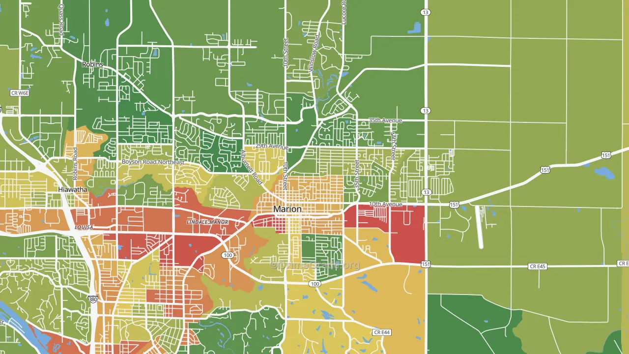 Marion, IA Map of Vandalism Rates