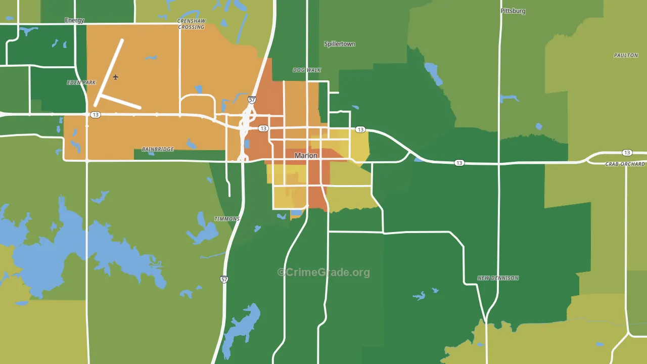 Marion, IL Map of Vandalism Rates