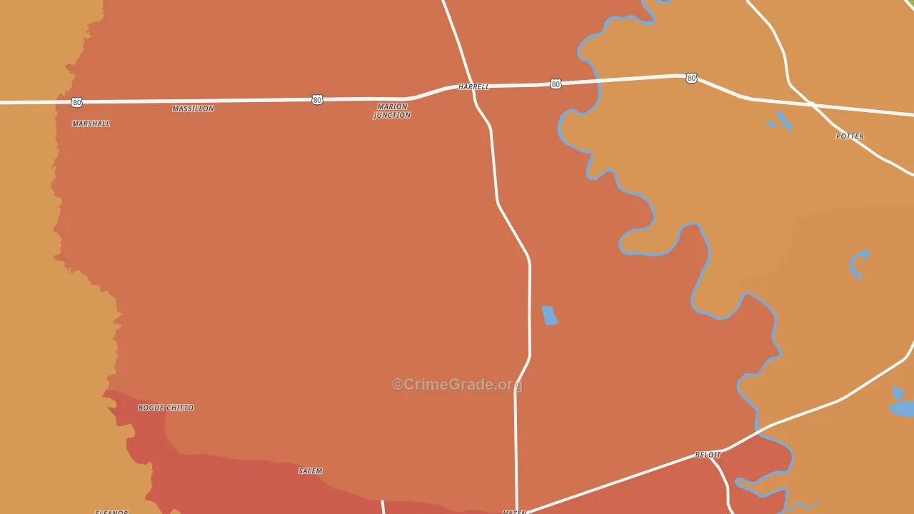 Marion Junction, AL Map of Vandalism Rates