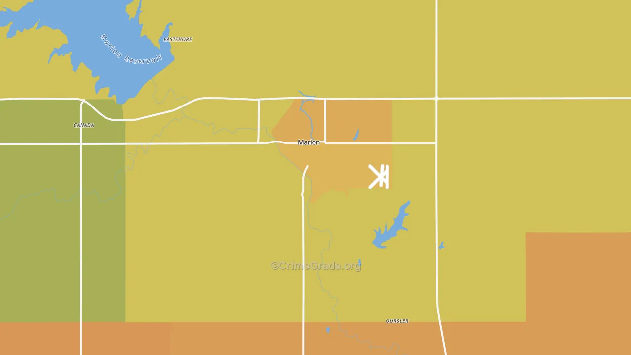 Marion, KS Map of Vandalism Rates