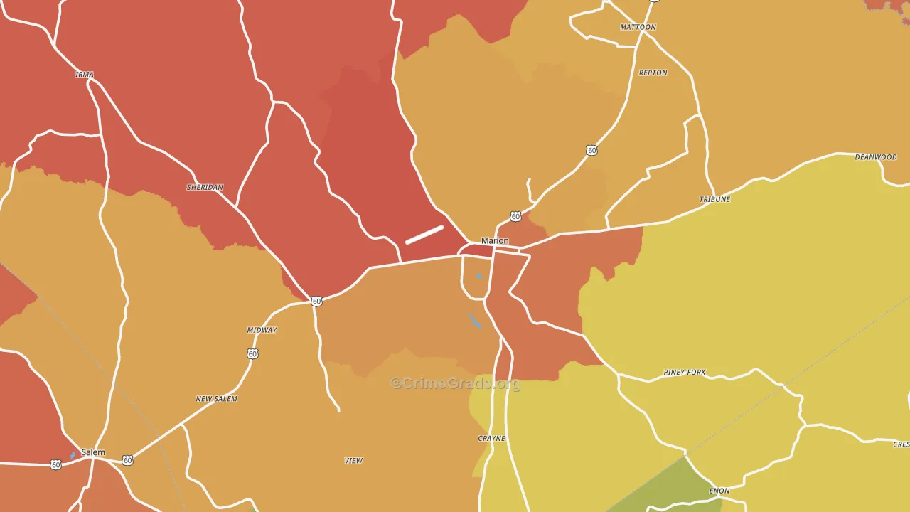 Marion, KY Map of Vandalism Rates