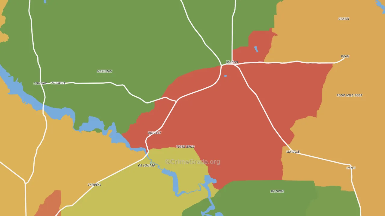 Marion, LA Map of Vandalism Rates