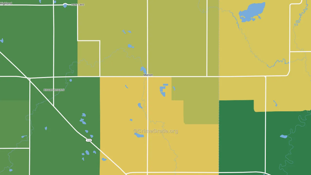 Marion, MI Map of Vandalism Rates