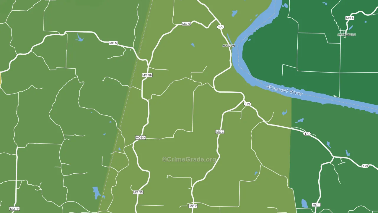 Marion, MO Map of Vandalism Rates