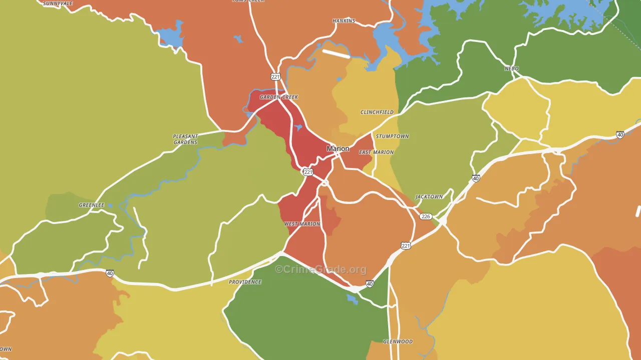 Marion, NC Map of Vandalism Rates