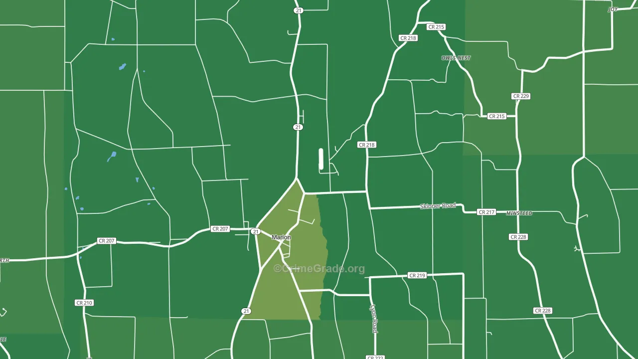 Marion, NY Map of Vandalism Rates