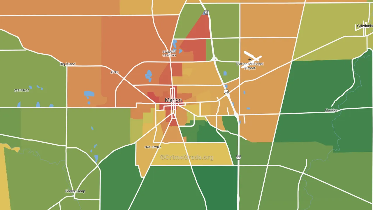 Marion, OH Map of Vandalism Rates