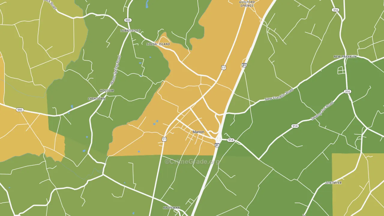 Marion, PA Map of Vandalism Rates