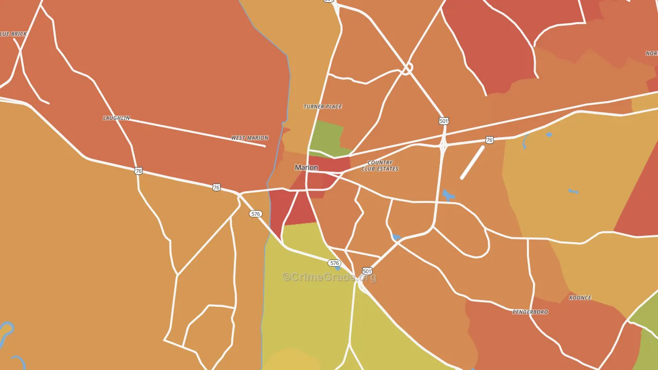Marion, SC Map of Vandalism Rates