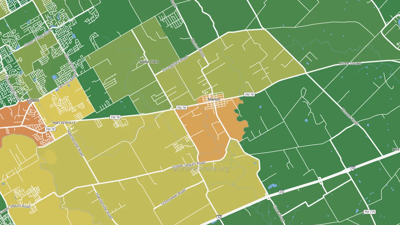 Marion, TX Map of Vandalism Rates