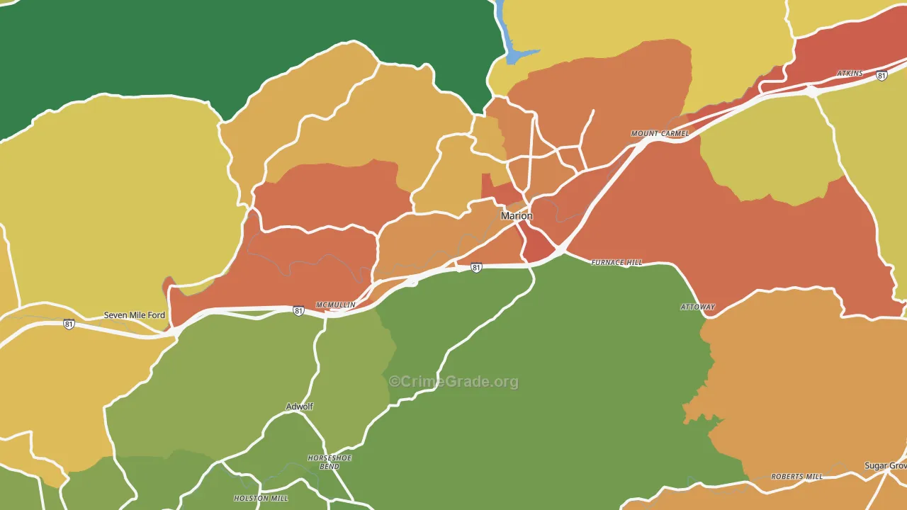 Marion, VA Map of Vandalism Rates