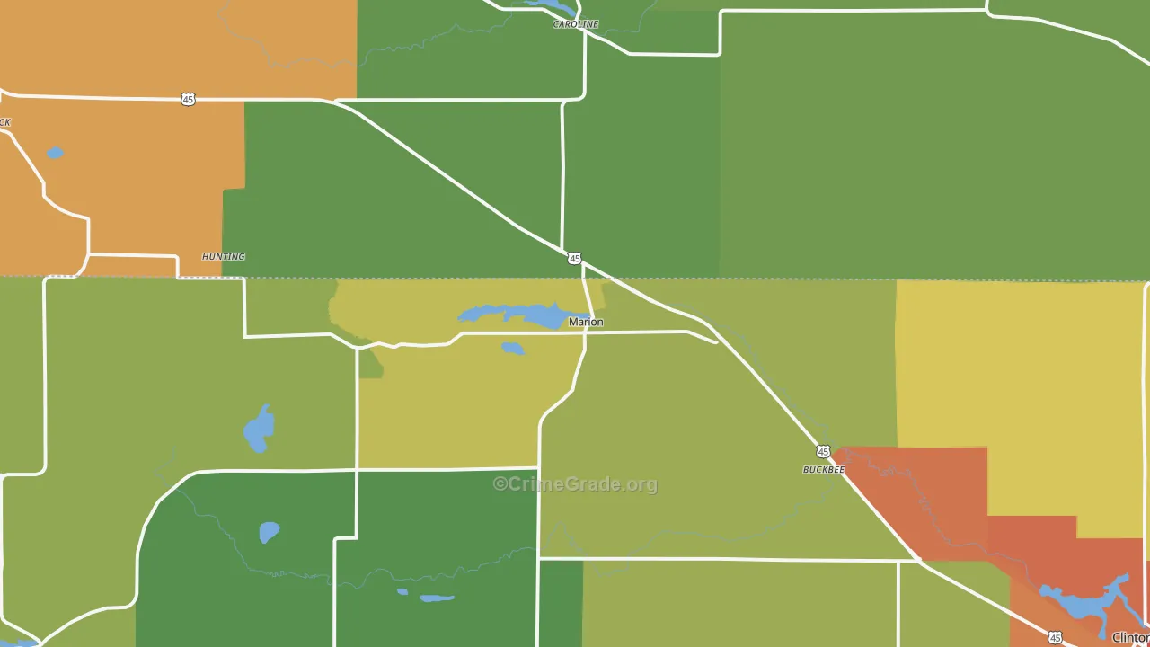 Marion, WI Map of Vandalism Rates
