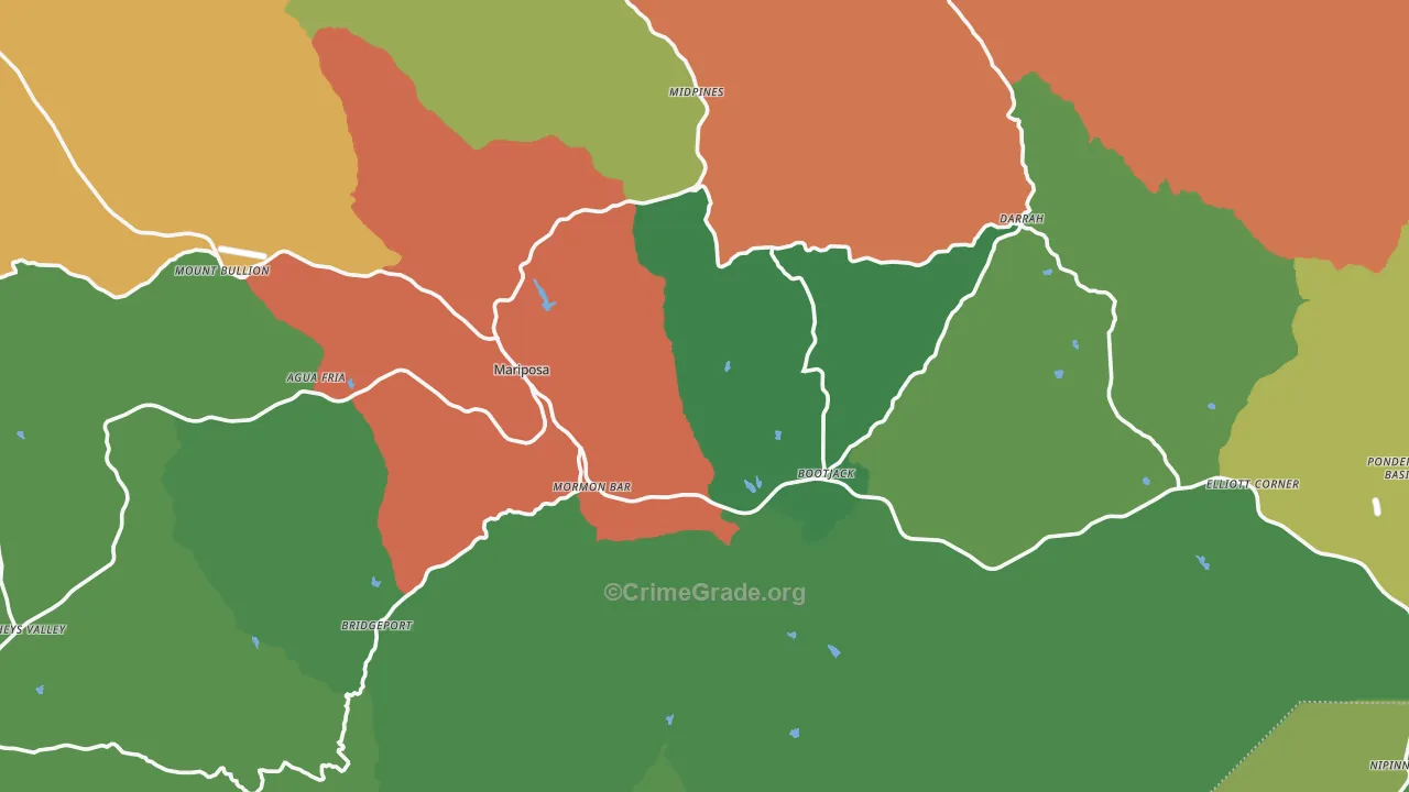 Mariposa, CA Map of Vandalism Rates