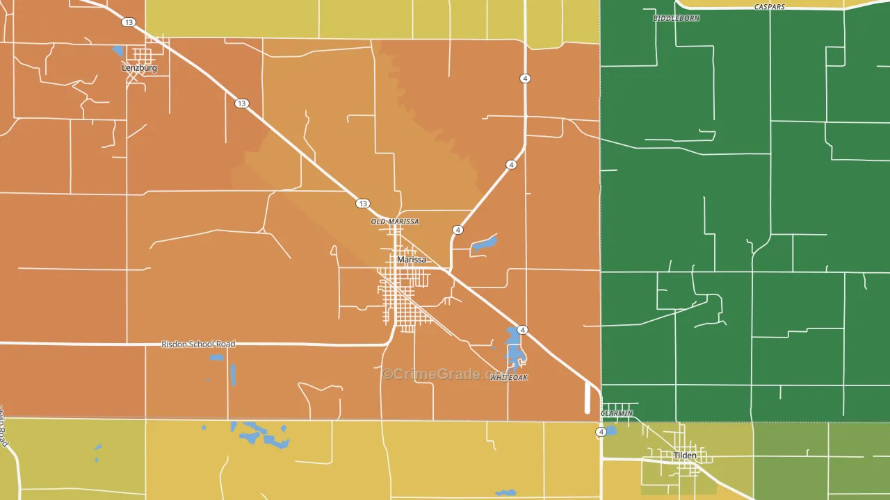 Marissa, IL Map of Vandalism Rates