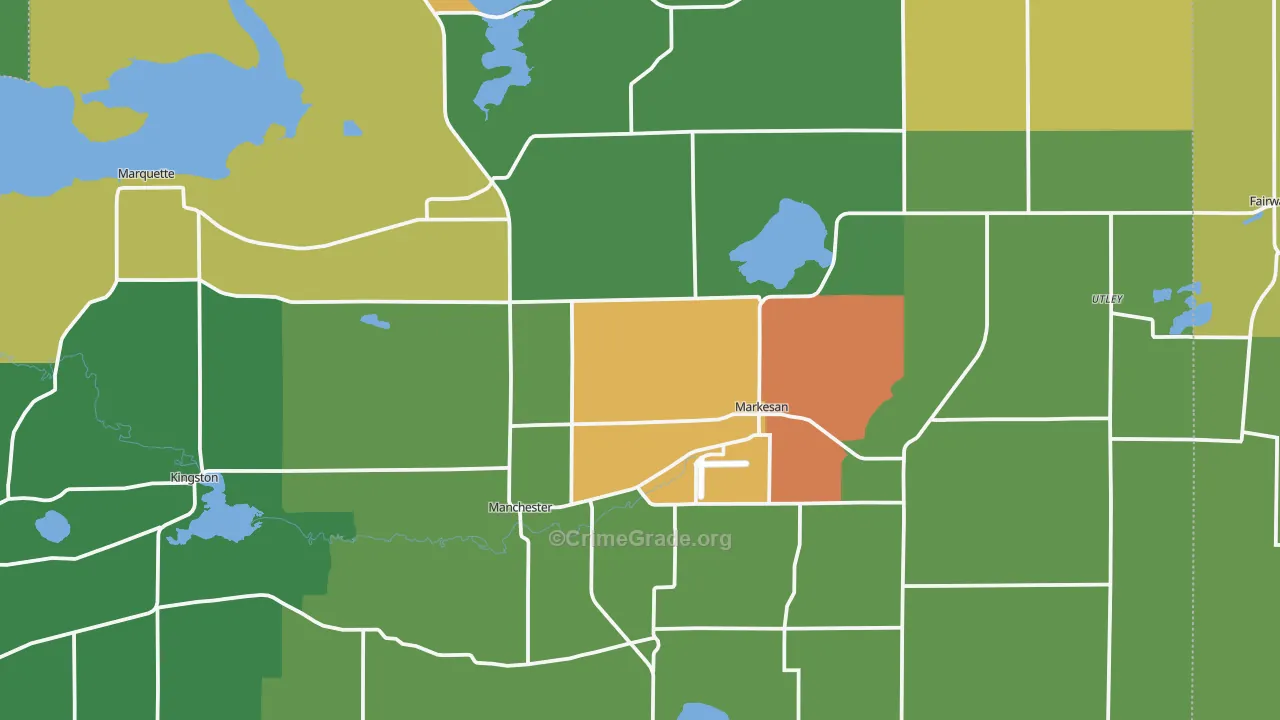 Markesan, WI Map of Vandalism Rates