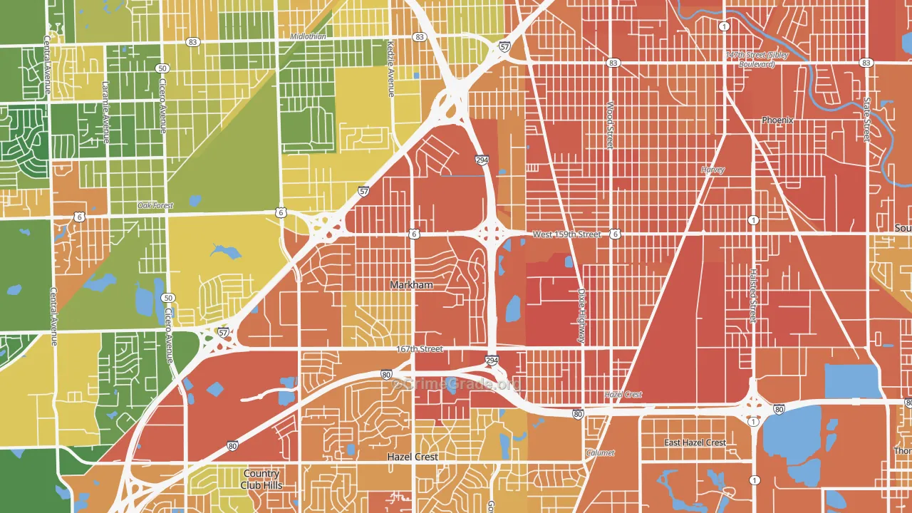 Markham, IL Map of Vandalism Rates