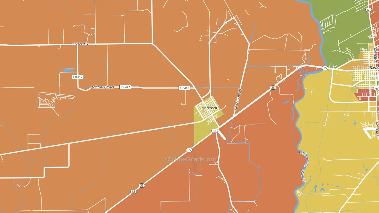 Markham, TX Map of Vandalism Rates