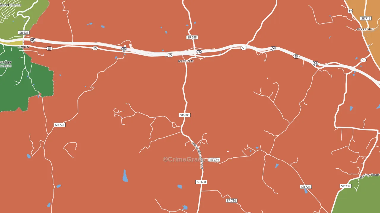 Markham, VA Map of Vandalism Rates
