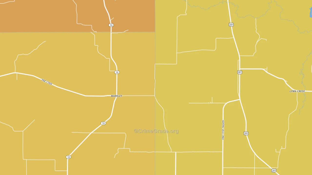 Markley, TX Map of Vandalism Rates