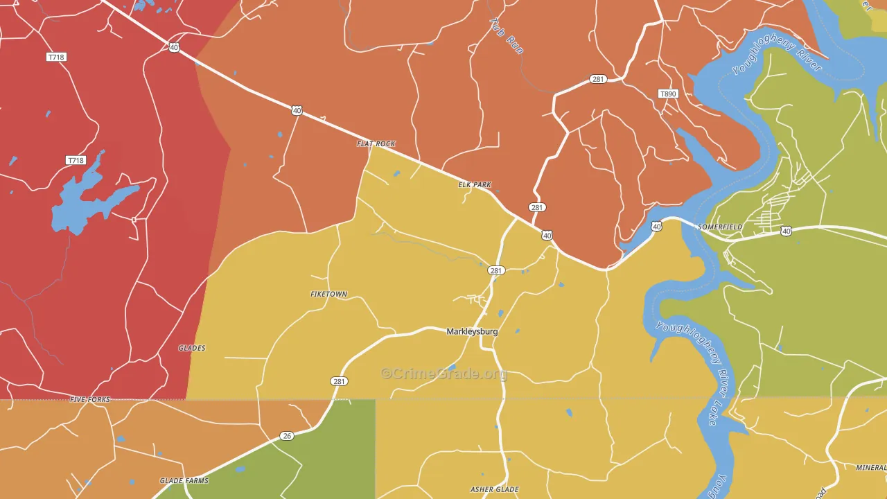Markleysburg, PA Map of Vandalism Rates