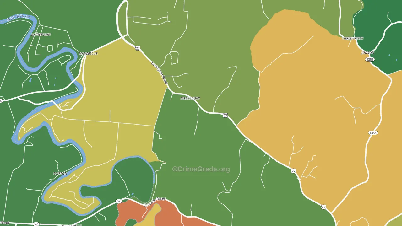 Marksbury, KY Map of Vandalism Rates