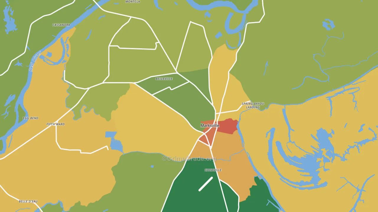 Marksville, LA Map of Vandalism Rates