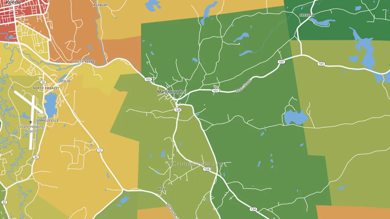 Marlborough, NH Map of Vandalism Rates