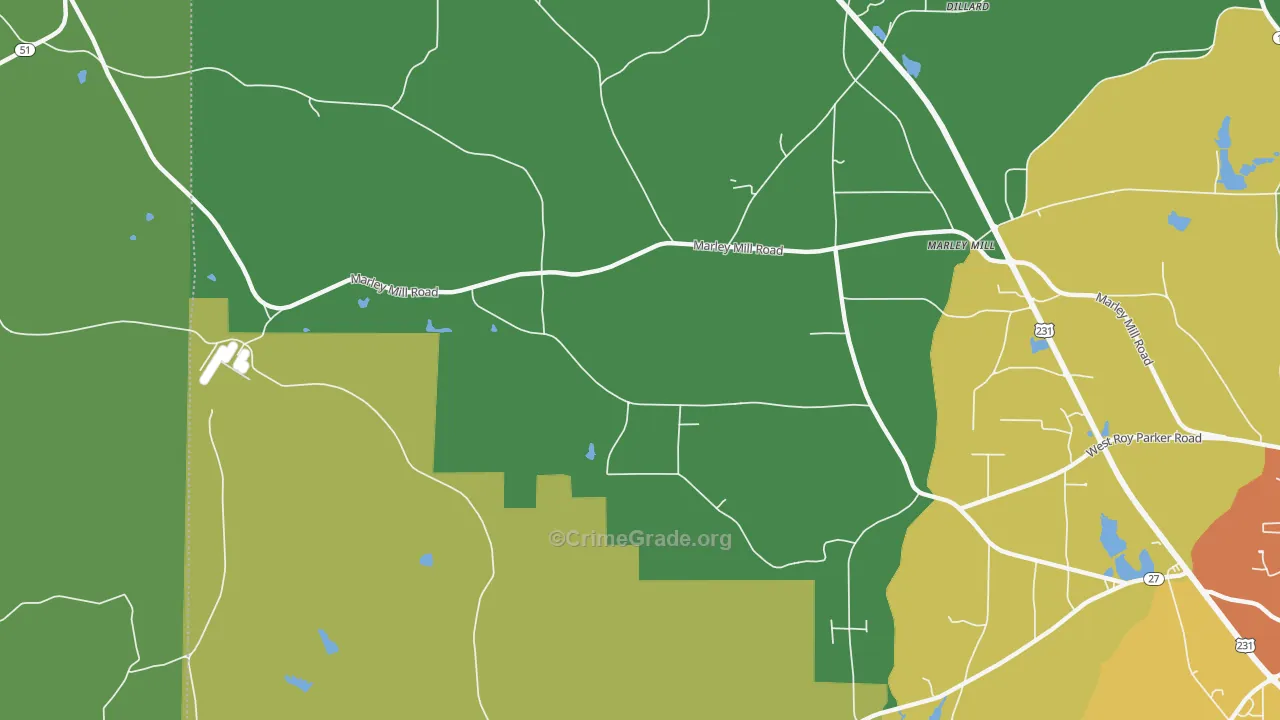 Marley Mill, AL Map of Vandalism Rates
