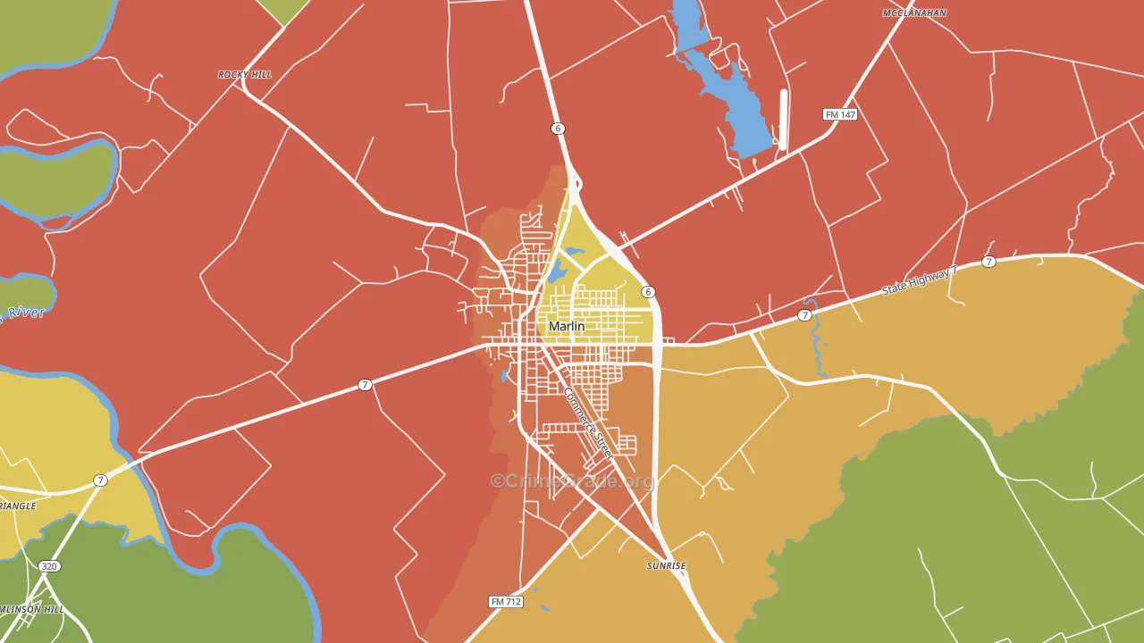 Marlin, TX Map of Vandalism Rates