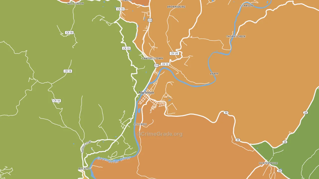 Marlinton, WV Map of Vandalism Rates