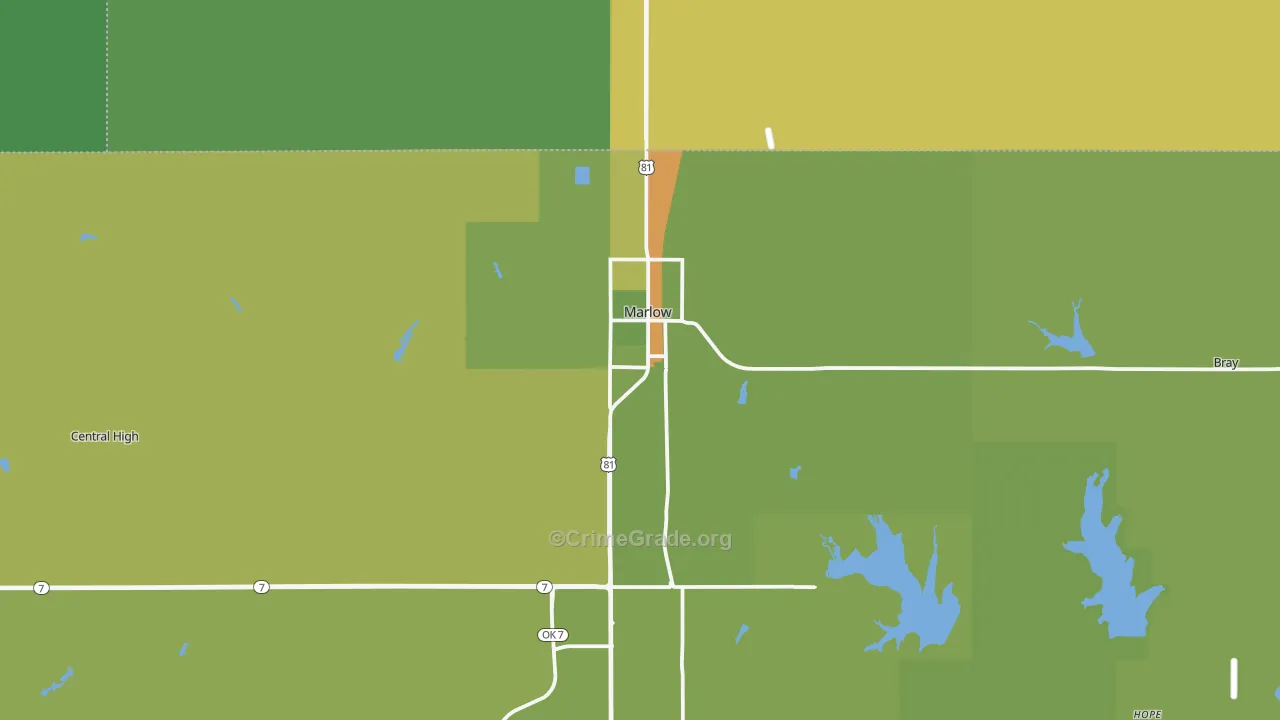 Marlow, OK Map of Vandalism Rates
