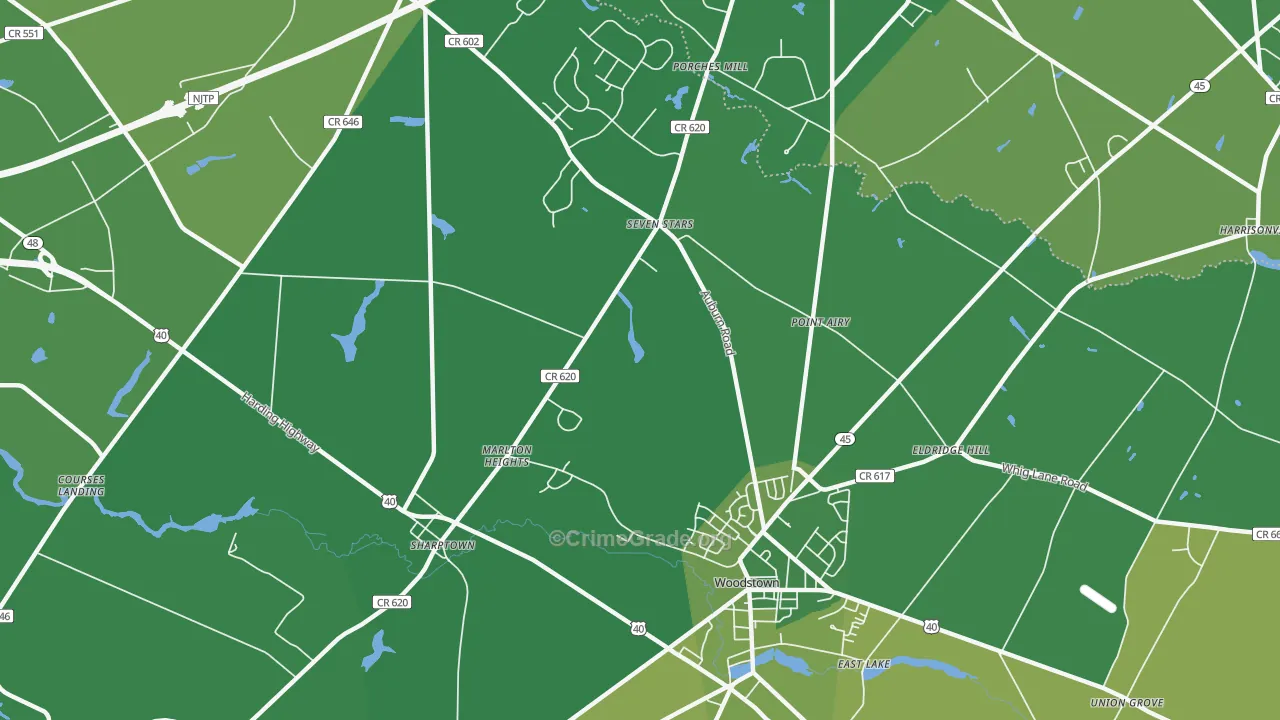 Marlton Heights, NJ Map of Vandalism Rates