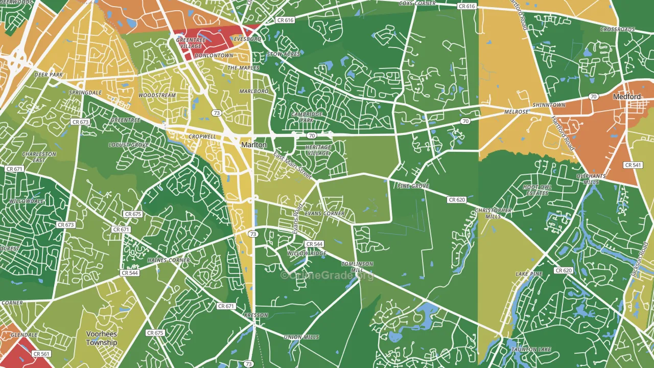 Marlton, NJ Map of Vandalism Rates