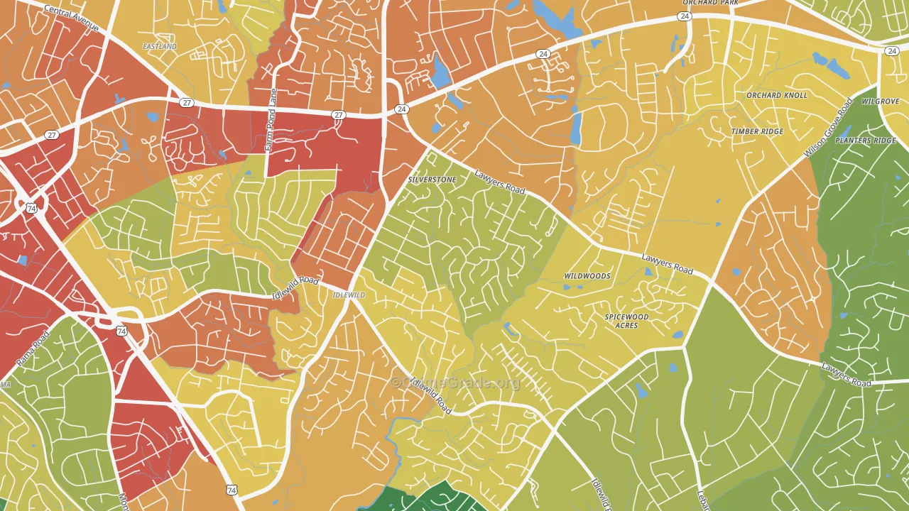 Marlwood, Charlotte, NC Map of Vandalism Rates