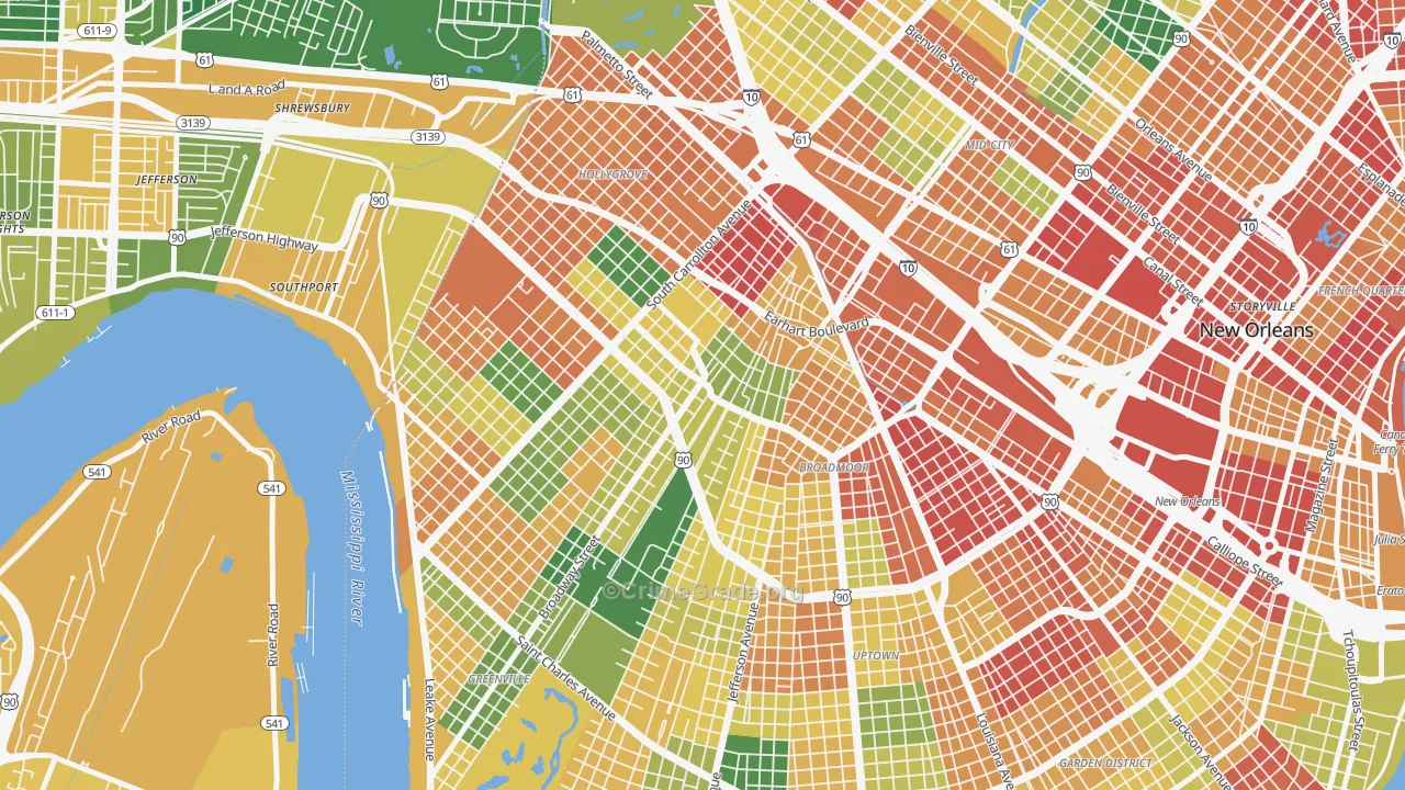 Marlyville, New Orleans, LA Map of Vandalism Rates