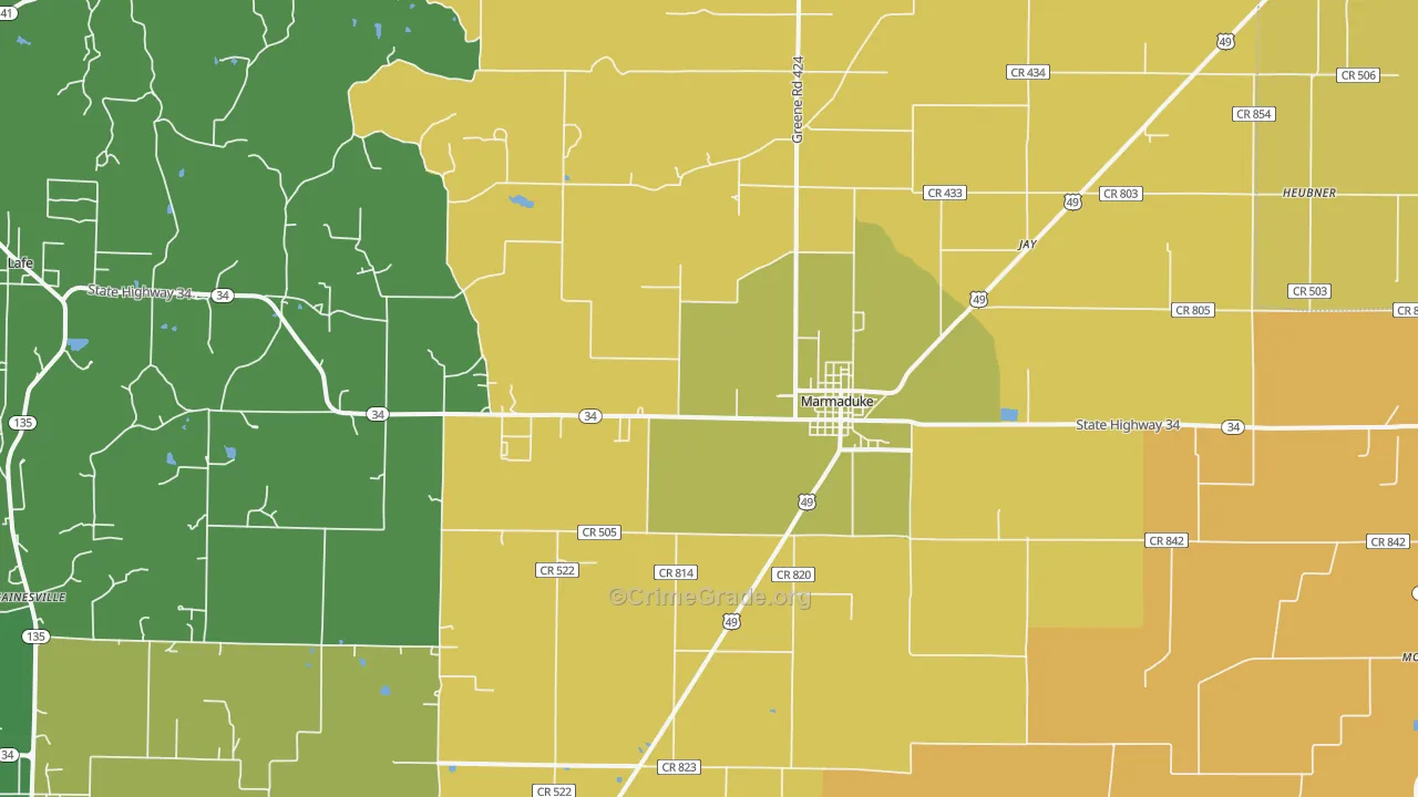 Marmaduke, AR Map of Vandalism Rates
