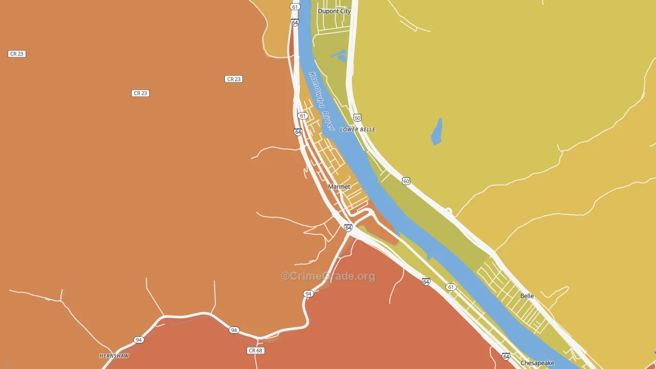Marmet, WV Map of Vandalism Rates