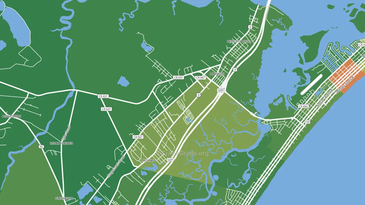 Marmora, NJ Map of Vandalism Rates