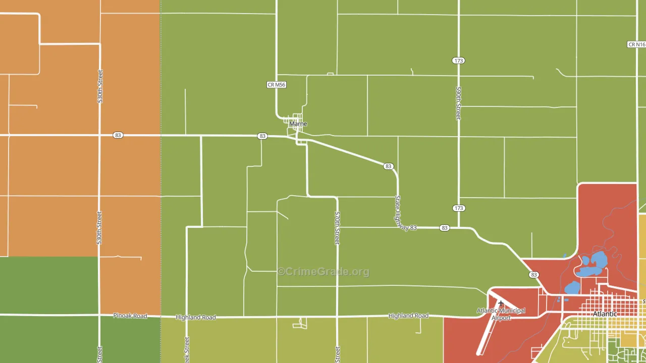 Marne, IA Map of Vandalism Rates