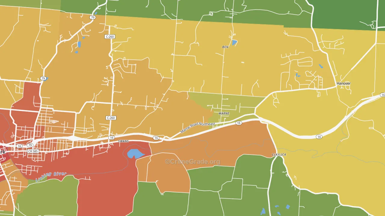 Marne, OH Map of Vandalism Rates