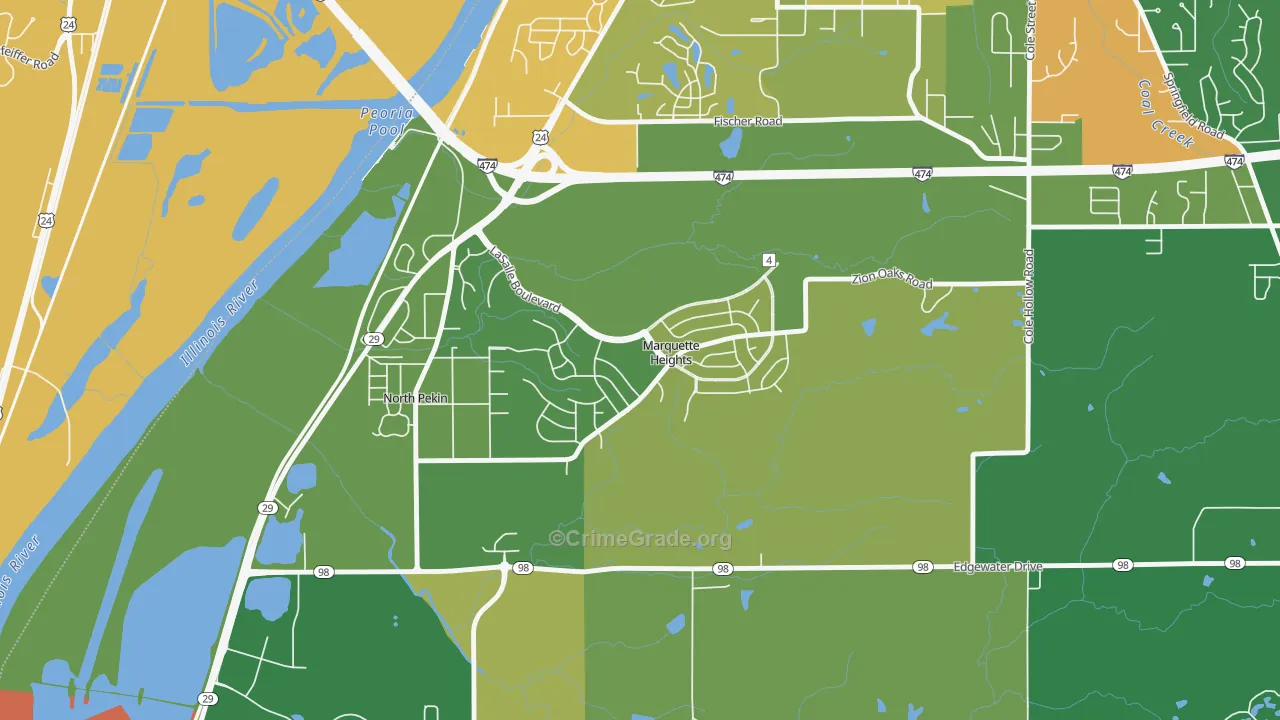 Marquette Heights, IL Map of Vandalism Rates