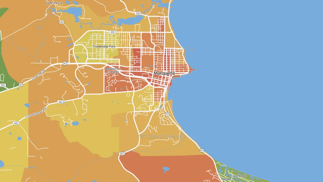 Marquette, MI Map of Vandalism Rates