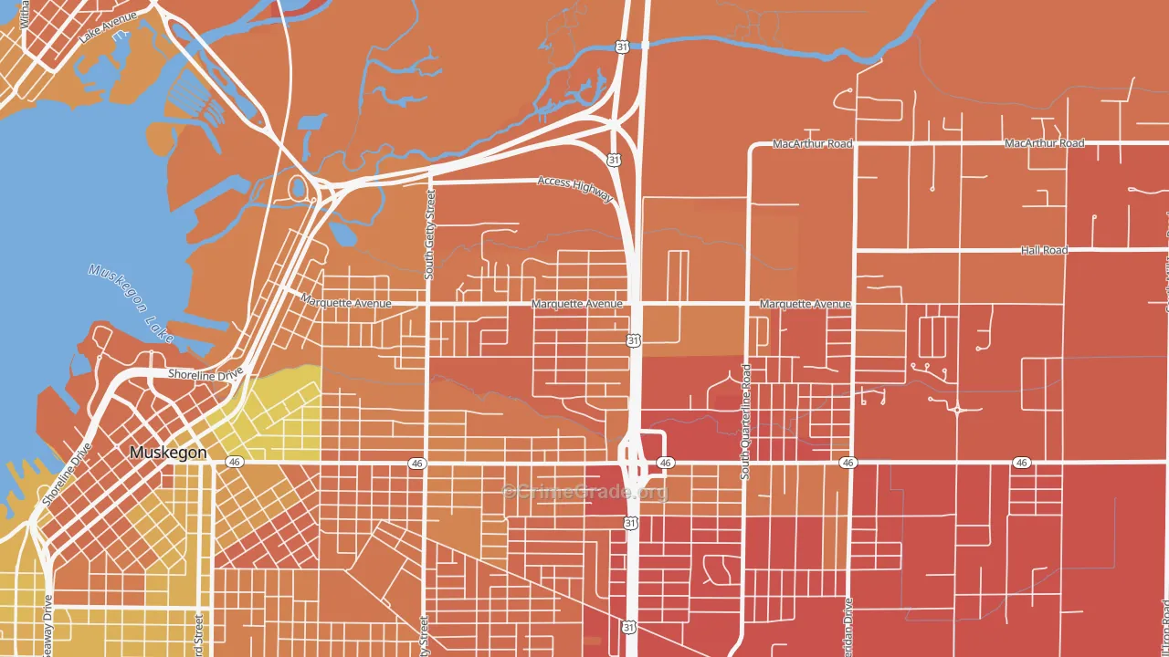 Marquette, Muskegon, MI Map of Vandalism Rates