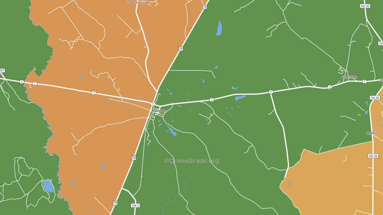Marquez, TX Map of Vandalism Rates